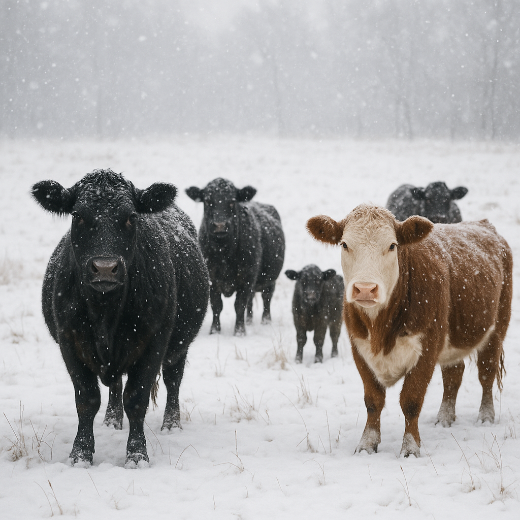 Cattle Snow Field