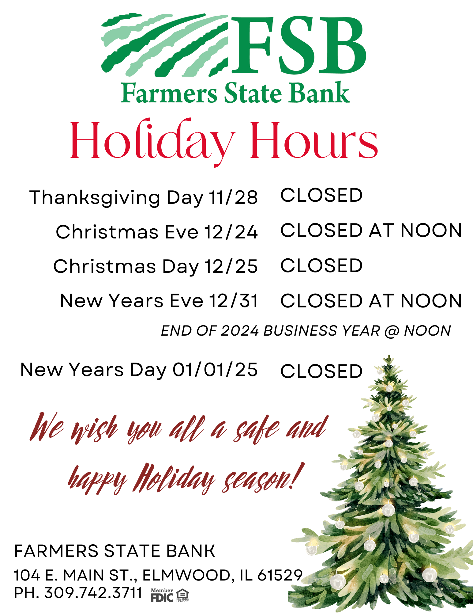 Holiday Hours